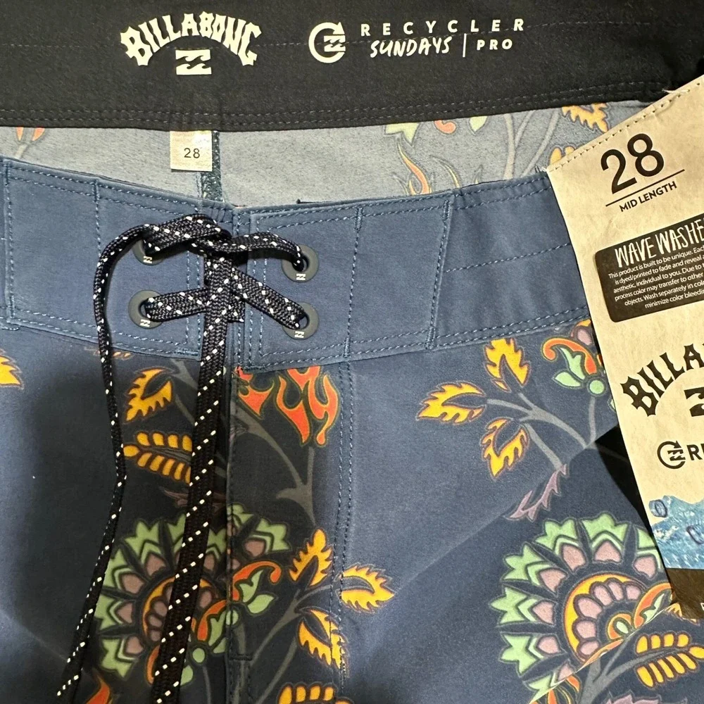 Billabong Mens Size 28 Sundays Pro Boardshorts Navy Blue‎ Floral Flame NWT NEW